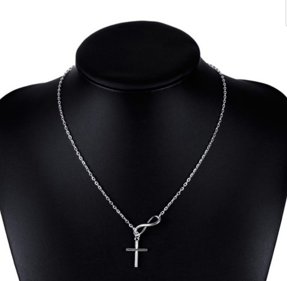 Cross Infinity Necklace Silver Color - Picture 2 of 2